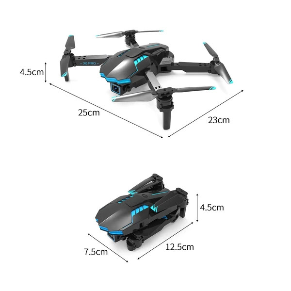 Távirányítós drón akadályelkerülő gesztusvezérlési röppályával - 4K dual kamera + ESC - 2 akkumulátor