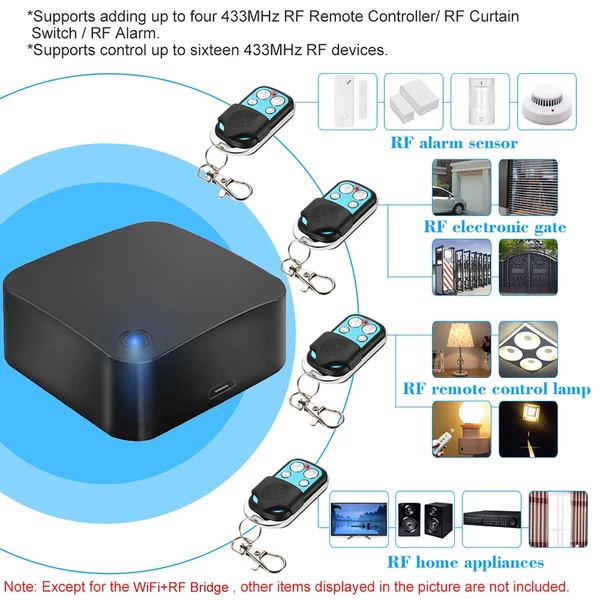 WiFi+RF Bridge 433MHz okos otthon automatizáló Modul Wifi vezetéknélküli kapcsoló