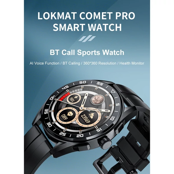 LOKMAT COMET PRO 1,32 hüvelykes 360x360 képpont teljes érintőképernyős okosóra BT hívás AI Voice Assistant - Fekete