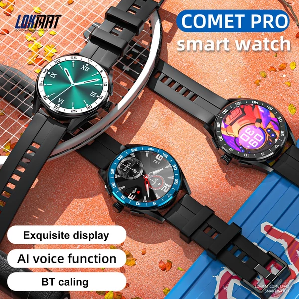 LOKMAT COMET PRO 1,32 hüvelykes 360x360 képpont teljes érintőképernyős okosóra BT hívás AI Voice Assistant - Kék