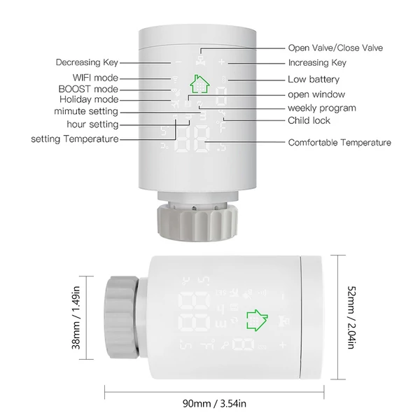 Tuya ZIGBEE 3.0 intelligens termosztatikus radiátor programozható hőmérséklet-szabályozó hangvezérlés Alexán keresztül - 3 db