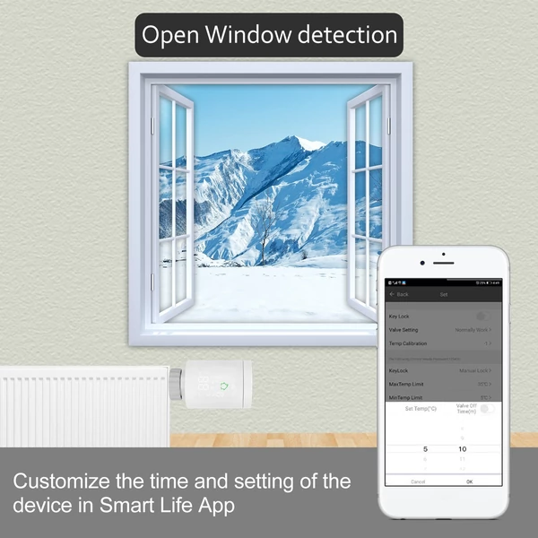 Tuya ZIGBEE 3.0 intelligens termosztatikus radiátor programozható hőmérséklet-szabályozó hangvezérlés Alexán keresztül - 5 db