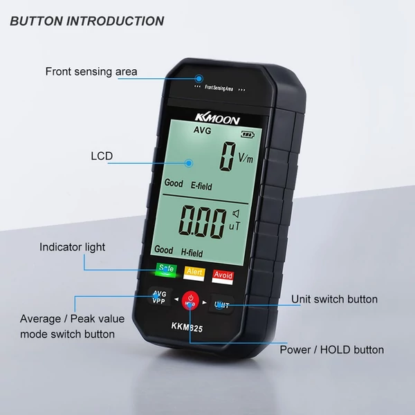 KKmoon kkm825 kézi elektromágneses többfunkciós elektromágneses sugárzás érzékelő LCD képernyővel