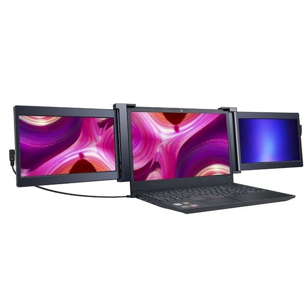 Hordozható háromképernyős monitor laptop bővítőképernyő 1920*1080 felbontás 11.9-14 hüvelykes laptophoz - 11.9 hüvelykes