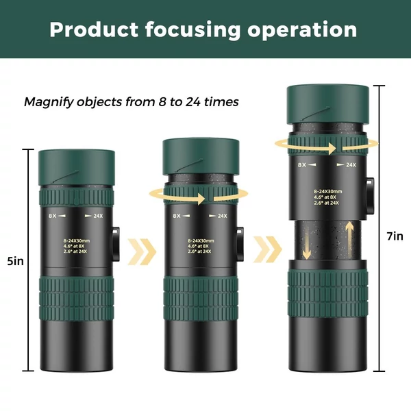 APEXEL monokuláris teleszkóp 8X-24X zoom BAK4 Prism FMC objektív okostelefon tartóval, állvány tárolótáskával