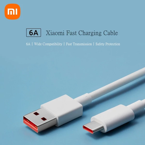 Xiaomi USB Type C töltő- és adatkábel 6A szupergyors, tartós TPE USB-A USB-C, Xiaomi/Samsung/Huawei kompatibilis (1m) - Fehér