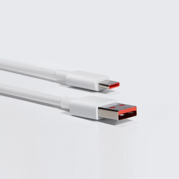 Xiaomi USB Type C töltő- és adatkábel 6A szupergyors, tartós TPE USB-A USB-C, Xiaomi/Samsung/Huawei kompatibilis (1m) - Fehér