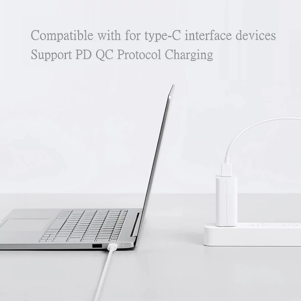 Xiaomi USB Type C töltő- és adatkábel 6A szupergyors, tartós TPE USB-A USB-C, Xiaomi/Samsung/Huawei kompatibilis (1m) - Fehér