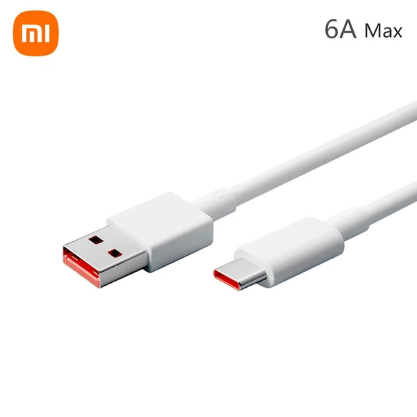 Xiaomi USB Type C töltő- és adatkábel 6A szupergyors, tartós TPE USB-A USB-C, Xiaomi/Samsung/Huawei kompatibilis (1m) - Fehér