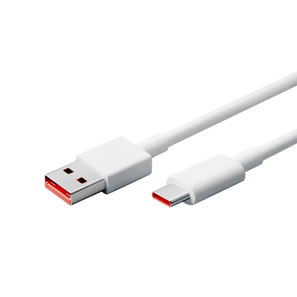 Xiaomi USB Type C töltő- és adatkábel 6A szupergyors, tartós TPE USB-A USB-C, Xiaomi/Samsung/Huawei kompatibilis (1m) - Fehér