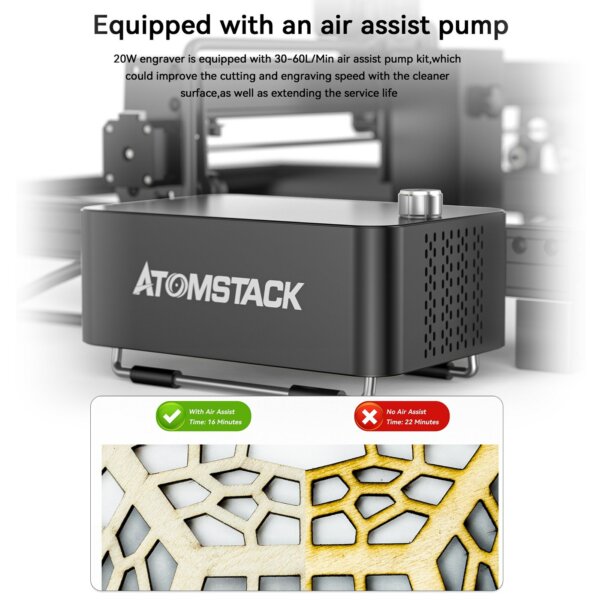 ATOMSTACK A20 Pro 20W lézergravírozó vágógép Air Assist tartozékkal