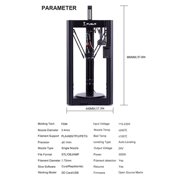FLSUN Super Racer(SR) Delta 3D nyomtató 260 mm x 330 mm nyomtatási méret