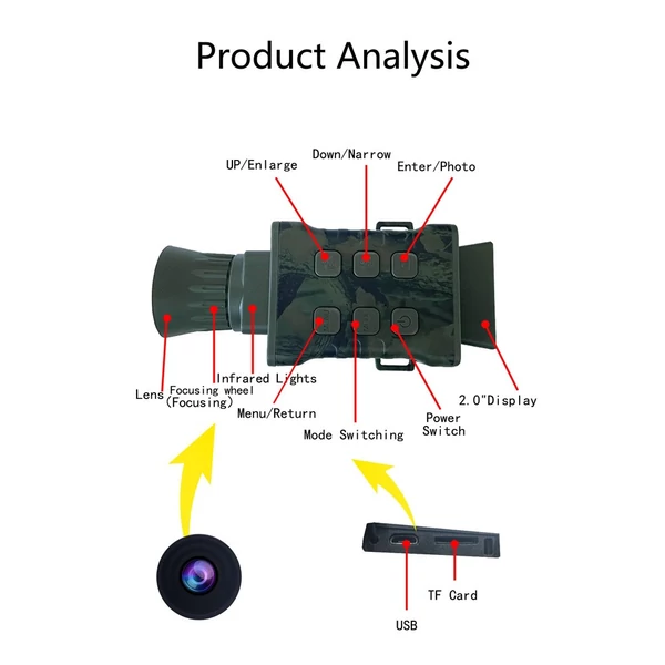 4K hordozható éjjellátó készülék Fényképezés Videórögzítés Monokuláris távcső 20MP 24MP 30MP 32MP 36MP felbontású infravörös fény - Zöld