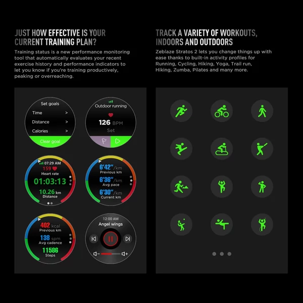 Zeblaze Stratos 2 1,3 hüvelykes, teljes érintőképernyős okos sportóra - Fekete