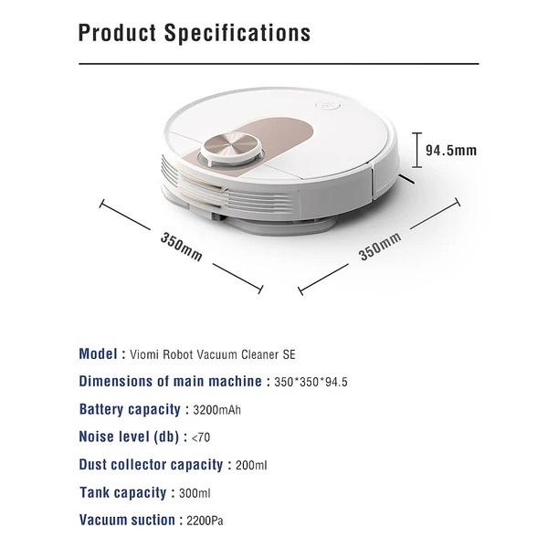 Viomi SE Smart Robotporszívó Mijia APP távirányító - Fehér