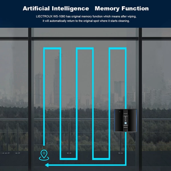 LIECTROUX WS-1080 Intelligens Robotporszívó Száraz Nedves Ablaktisztító 2800Pa Szívás Alacsony zajszint APP távirányító