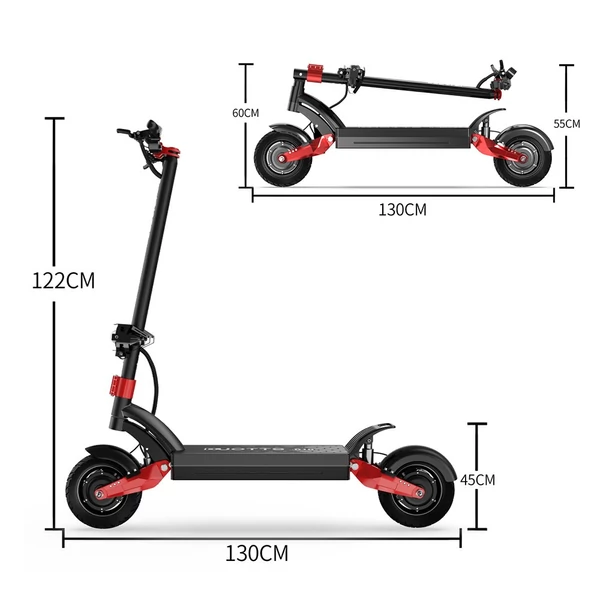 DUOTTS D10 10 hüvelykes összecsukható elektromos robogó 1600 W-os kettős motorral - Fekete