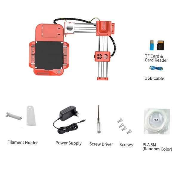 EasyThreed K7 Mini asztali 3D nyomtató gyerekeknek 100x100x100 mm-es nyomtatási mérettel kezdőknek, oktatóknak - Piros