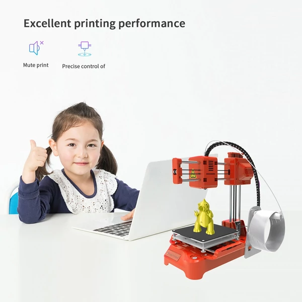 EasyThreed K7 Mini asztali 3D nyomtató gyerekeknek 100x100x100 mm-es nyomtatási mérettel kezdőknek, oktatóknak - Piros