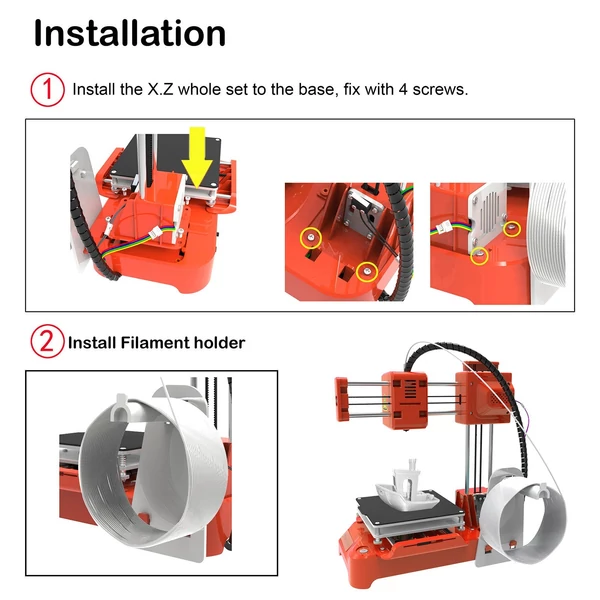 EasyThreed K7 Mini asztali 3D nyomtató gyerekeknek 100x100x100 mm-es nyomtatási mérettel kezdőknek, oktatóknak - Piros