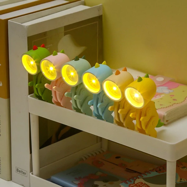 Mini aranyos dinoszaurusz LED-es asztali lámpa állítható szöggel, gyerekszobába - Beige