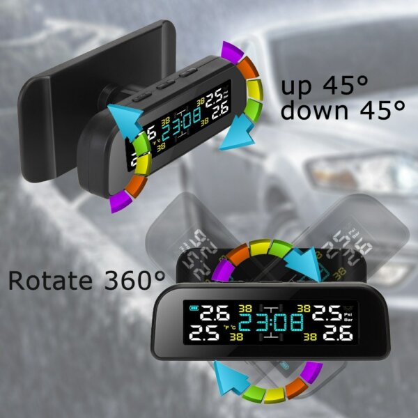 Napelemes gépjármű gumiabroncsnyomás-figyelő rendszer ébresztőóra (külső érzékelőkészlet)
