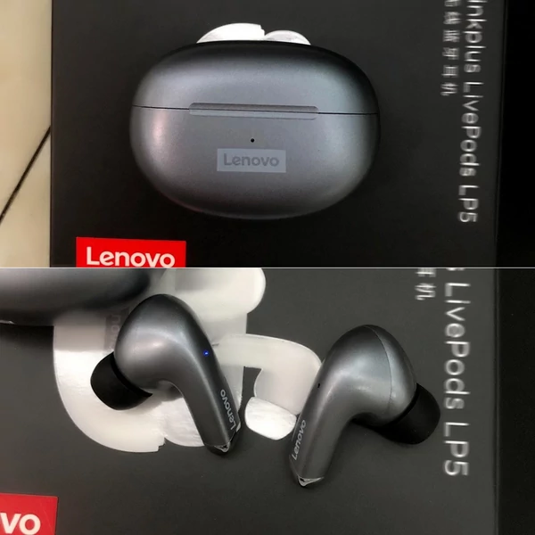 Lenovo LP5 vezetéknélküli, fülbe helyezhető fülhallgató mikrofonnal (2 db) - Ezüst+ fehér