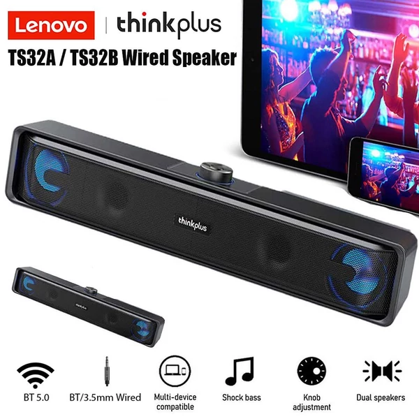 Lenovo LivePods LP40 félig-fülbe helyezhető fülhallgató + Lenovo TS32 USB tápellátású hangszóró - Fekete