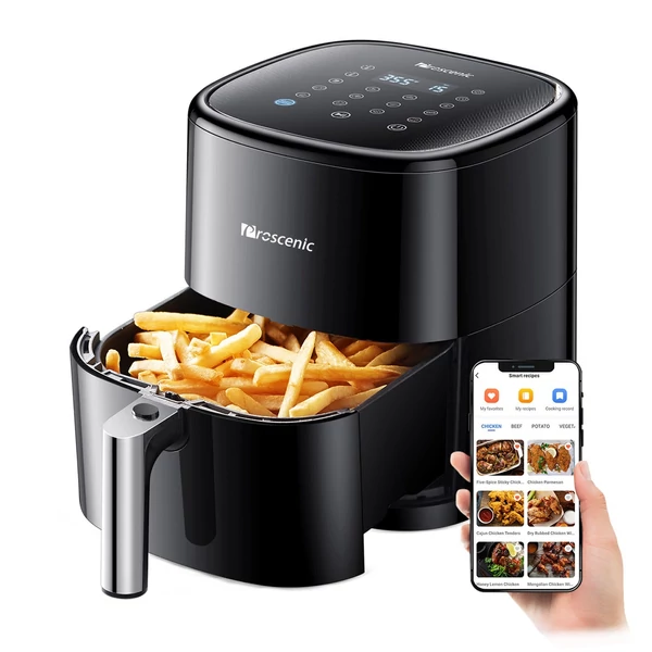 Proscenic T22 Air Fryer Turbo légsütő 5 literes kapacitás 11 előre beállított menü APP Hangvezérlés Rázás emlékeztető és előmelegítés sült krumpli szárított marha steakhez