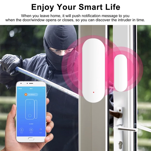 Zigbee Smart Door érzékelő Tuya APP vezérlő ajtó nyitás/zárás érzékelő mágneses kapcsoló ablak érzékelő intelligens otthon biztonsági riasztó