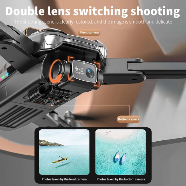 P11 5G Wifi 1080P kétkamerás távirányítós drón akadályelkerülő funkcióval, optikai áramlási pozicionáló kézmozdulatokkal - Fekete, 1 akkumulátor