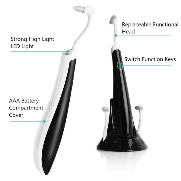 Vibrációs vezetéknélküli elektromos fogápoló eszköz Vízálló fogkőeltávolító fogtisztító (5 db munkafej) - Fehér