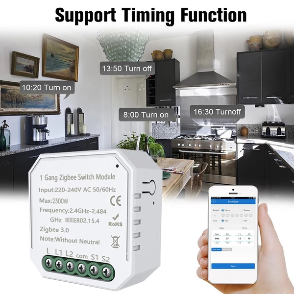 Tuya Zigbee DIY One Way Smart Switch APP Távirányító időzítő fénykapcsoló - 4 modul