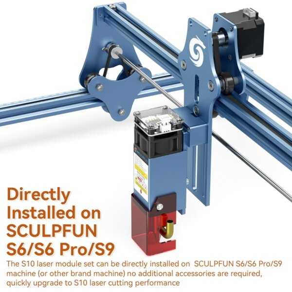 SCULPFUN S10 10 W gravírozó lézermodul nagy sűrűségű lézersugár légrásegítéssel