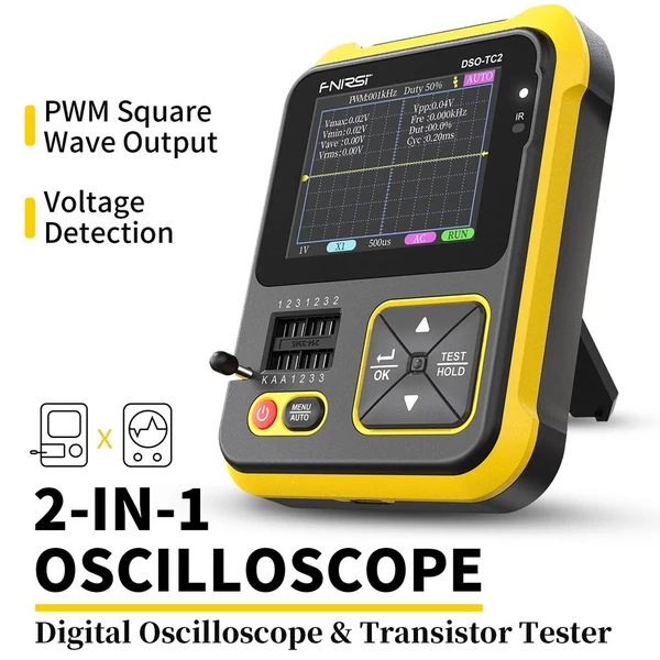 200 kHz sávszélességű kézi digitális oszcilloszkóp tranzisztor tesztelő 2 az 1-ben tesztelő eszköz - Adapterrel