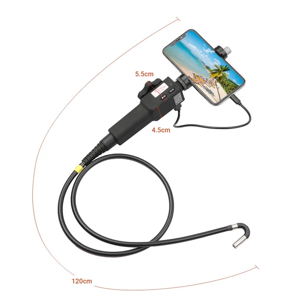 Többfunkciós ipari irányítható endoszkóp fotó- és videórögzítés 1 méteres kígyószerű csővel, 8,5 mm-es lencsével, 3,5 - 6,3 hüvelykes képernyős mobiltelefonhoz