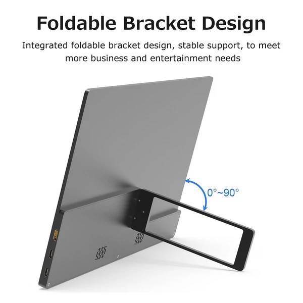 13,3 hüvelykes monitor IPS képernyő 3840*2160 felbontás integrált összecsukható konzollal, széles körű kompatibilitás - Fekete