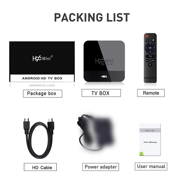 H96 MINI H8 Android 9.0 TV Box UHD 4K Media Player 2.4G/5G WiFi - 2+16G