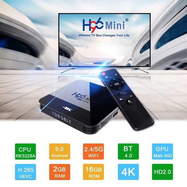 H96 MINI H8 Android 9.0 TV Box UHD 4K Media Player 2.4G/5G WiFi - 2+16G