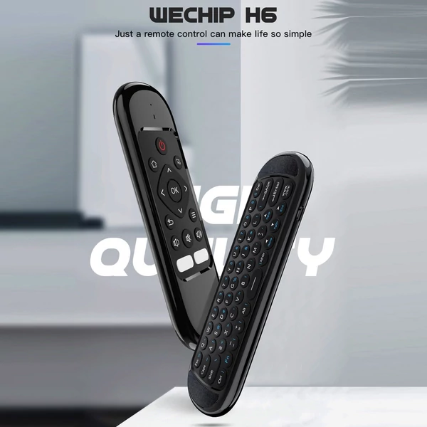 Wechip H6 intelligens távirányító 2.4G vezetéknélküli mini billentyűzet IR vezérlő giroszkópos újratölthető játékhoz, Android TV Boxhoz, mini PC-hez