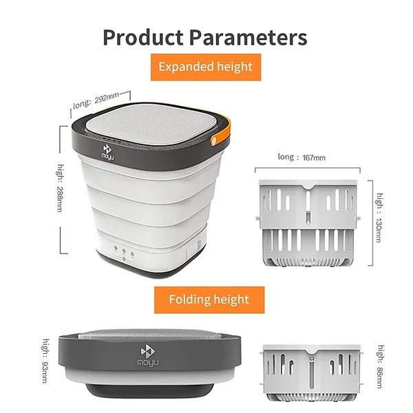 Moyu XPB08-F2 2 az 1-ben hordozható összecsukható minimosó ruhamosás és centrifugálás otthoni, utazási használatra - Fehér