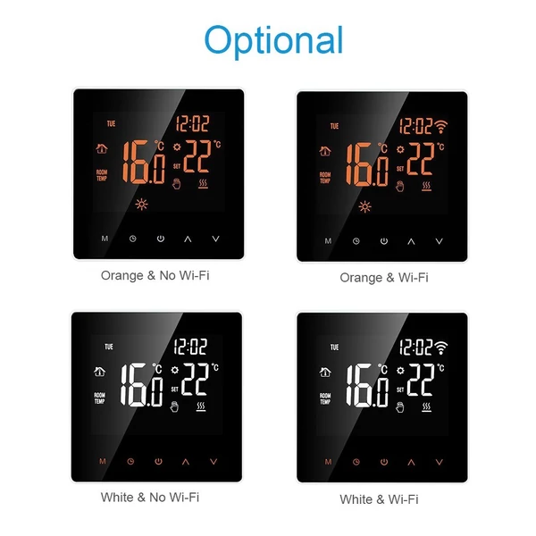 Intelligens termosztát digitális hőmérséklet-szabályozó LCD érintőképernyő elektromos padlófűtéshez 16A - Narancs, WIFI nélkül