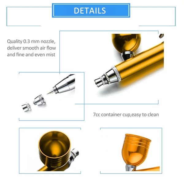 KKmoon Airbrush pistoly tartozékok 0.3mm fúvóka  - Arany