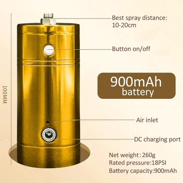 KKmoon újratölthető USB festékszóró készlet Airbrush kompresszor szórószivattyú, kettős működésű kézi festékszóró pisztoly FX sminktetováláshoz - Arany