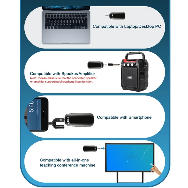 UHF Lavalier Lapel vezeték nélküli mikrofonfelvétel, élő közvetítés, mikrofon adóvevő 50 m-es működési hatótávolság kompatibilis kamerával, okostelefonnal, laptoppal, számítógéppel
