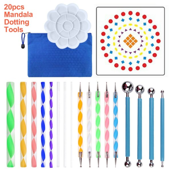 41 darabos mandala pöttyöző eszközök festősablonok golyós paletta ecsetek vászonhoz, színezéshez rajzoláshoz - 1