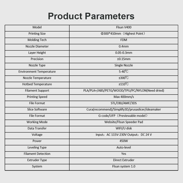 FLSUN V400 FDM 3D nyomtató, 400 mm/s nyomtatási sebesség