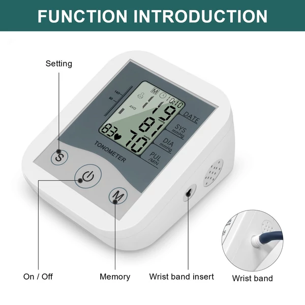 Elektronikus vérnyomásmérő karpánt típus LCD kijelzővel - Stílus 2