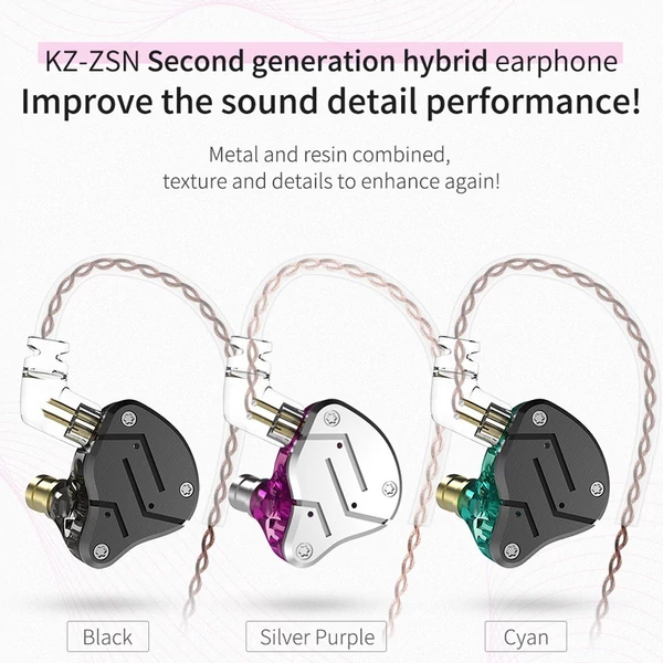 KZ ZSN 3,5 mm-es vezetékes füles fém HiFi fejhallgató mikrofonnal - Fekete