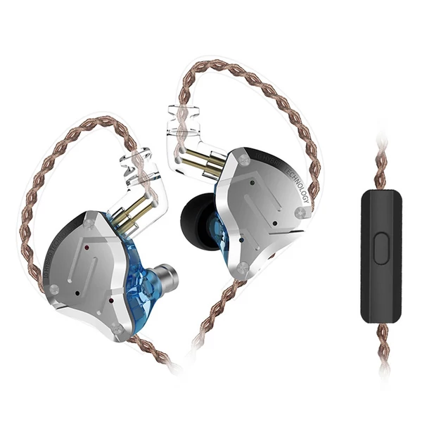 KZ ZS10 Pro 3,5 mm-es vezetékes, fülbe helyezhető 1DD+4BA hibrid hifi sportfejhallgató 2 tűs levehető kábel (mikrofonnal) - Kék